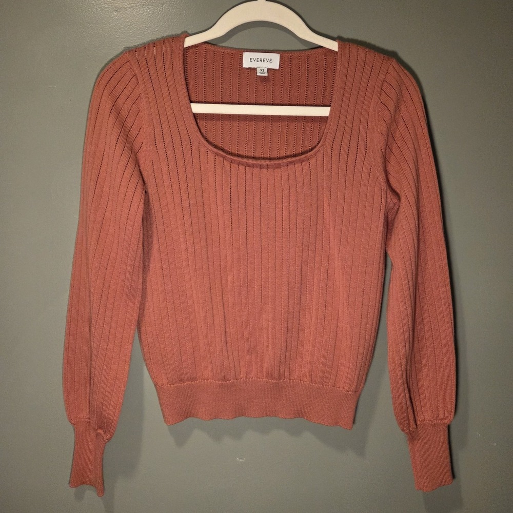Evereve Kaia Knit Sweater Lightweight Scoop Neck, Women's Size XS, Salmon Pink